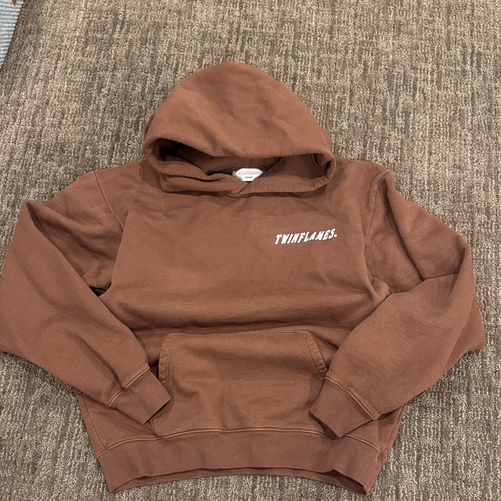 Twin Flames brown staples hoodie size large